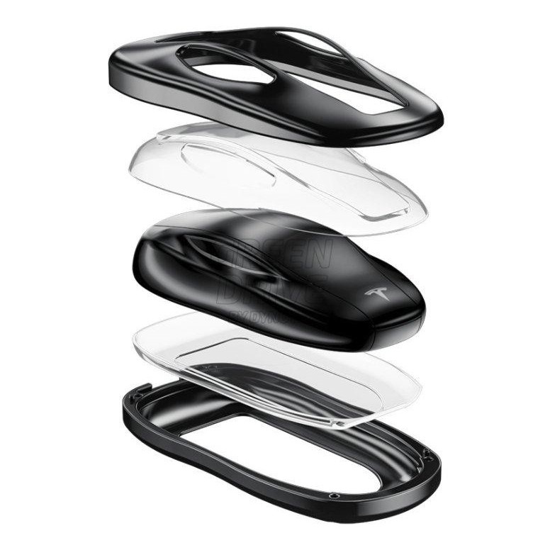 Protecție pentru cheie din aluminiu, piele și carcasă rigidă din plastic - Tesla Model S, 3 și X