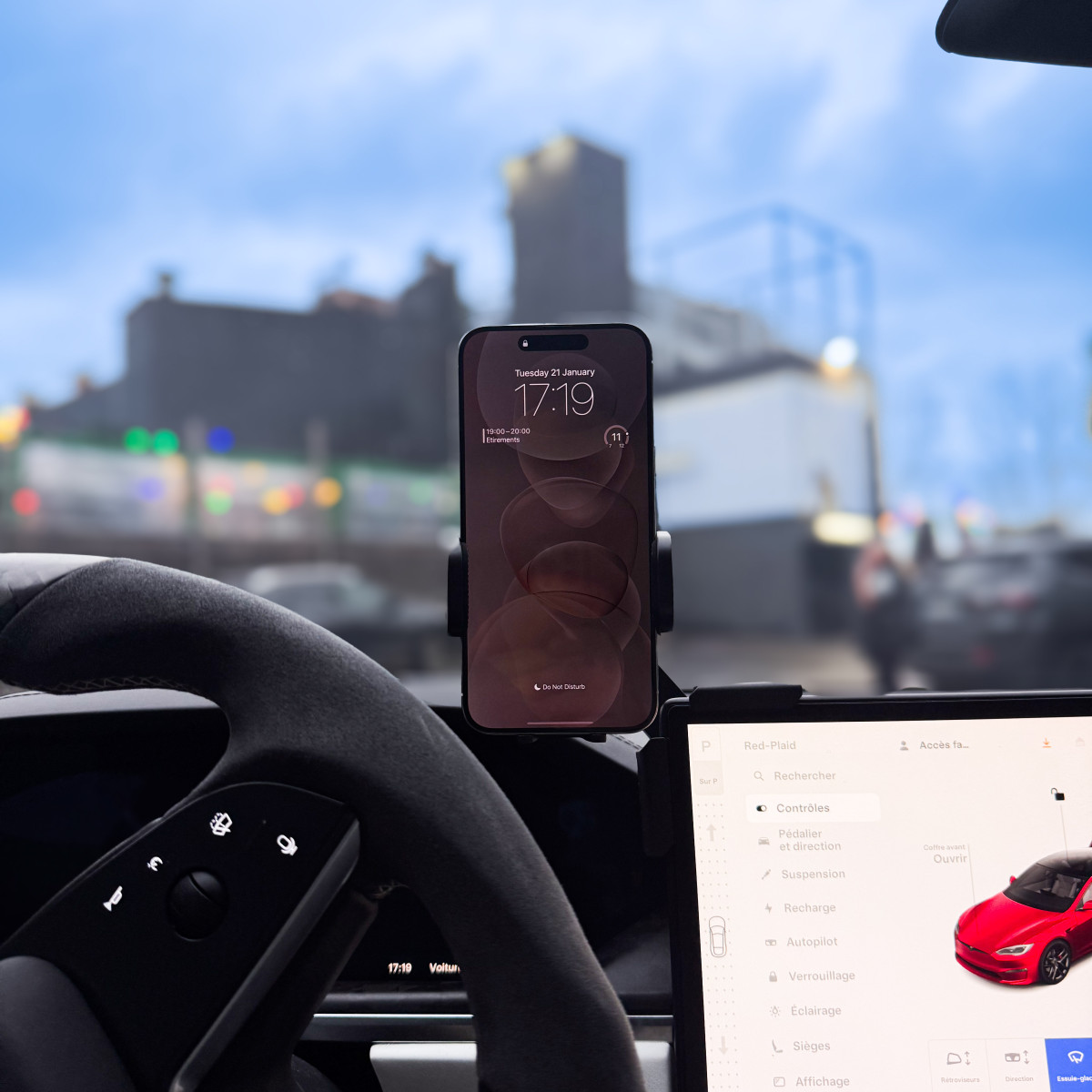 Tesla Model 3 Suporte de telefone de canto para ecrã com braço ajustável para e Model Y