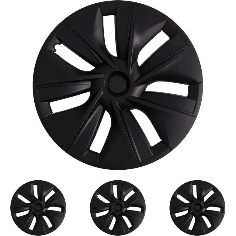 Set med 4 st 19-tums svarta Gemini replica hjulkapslar för Tesla Model Y