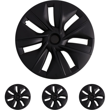 Lot von 4 Radkappen Replica Gemini schwarz 19 Zoll für Tesla Model Y