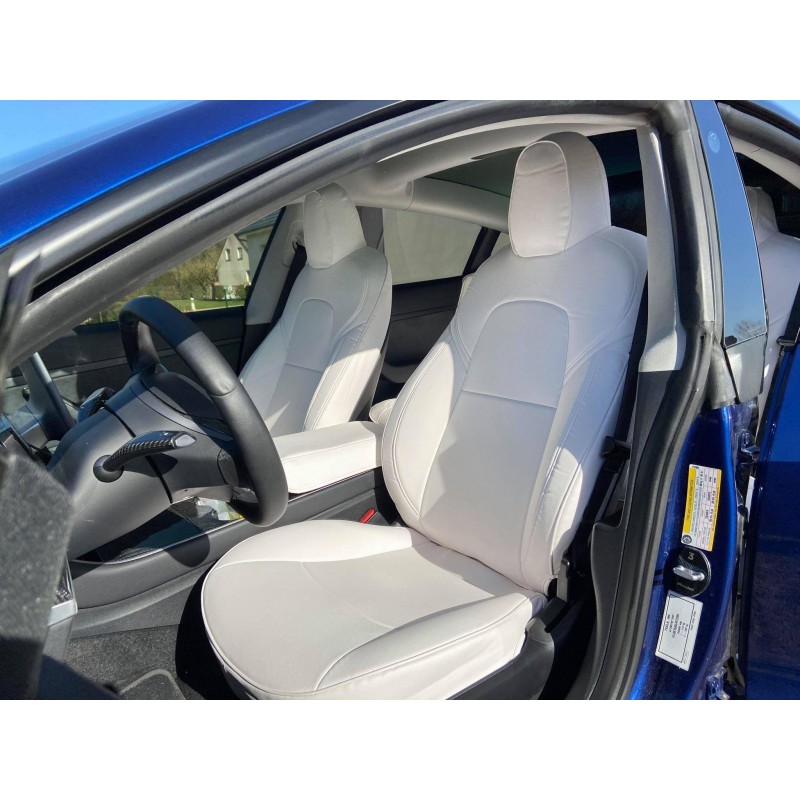 LPTBNB Housse de siège d'auto pour Tesla Model 3 2017-2022 3D autour de Pu  protection en cuir ensembles, Housse de Protection de Voiture,Model 3  Accessoire Intérieur, Blanc : : Auto et Moto