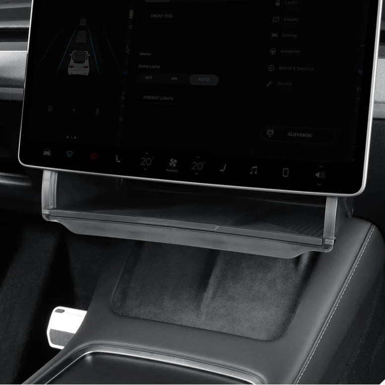 Taitettava näytön alle sijoitettava järjestelijä Tesla Model 3 2024+ ja Model Y 2025+ -malleihin