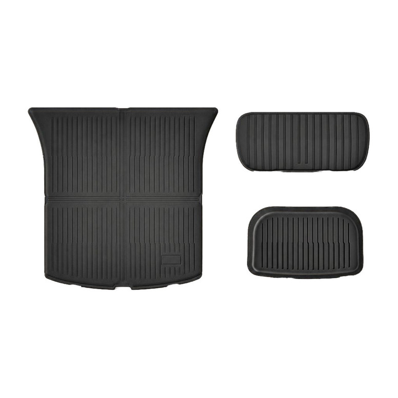 Lot de 3 tapis de coffre TPE pour Tesla Model Y Juniper 2025+ : frunk, sous-coffre et coffre