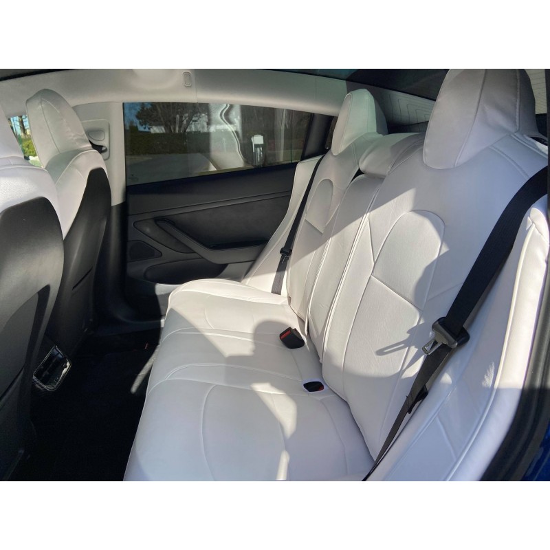THINND Auto Set Coprisedili per Tesla Model 3 2019 2020 2021 2022 2023 2024,Traspiranti  e Antiscivolo Veicolo Coprisedile Cuscino Anteriore Sedile Posteriore  Protettori,A/Black Blue : : Auto e Moto