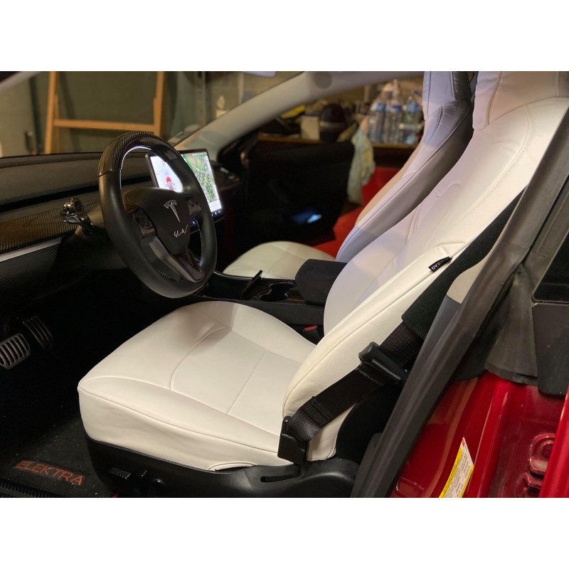 Housses de siège de voiture personnalisées pour Tesla Model 3, Model S, Model  X, 5 places en cuir synthétique, ensemble complet (luxe) : : Auto