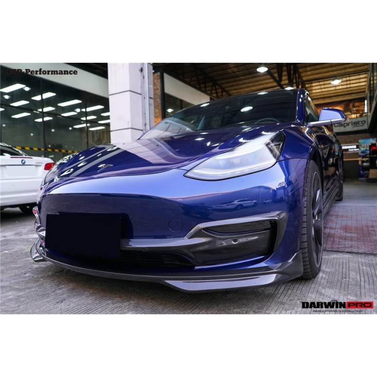 Hiilinen etupuskurin lisäosa DarwinProAERO V1-sarja Tesla varten Model 3