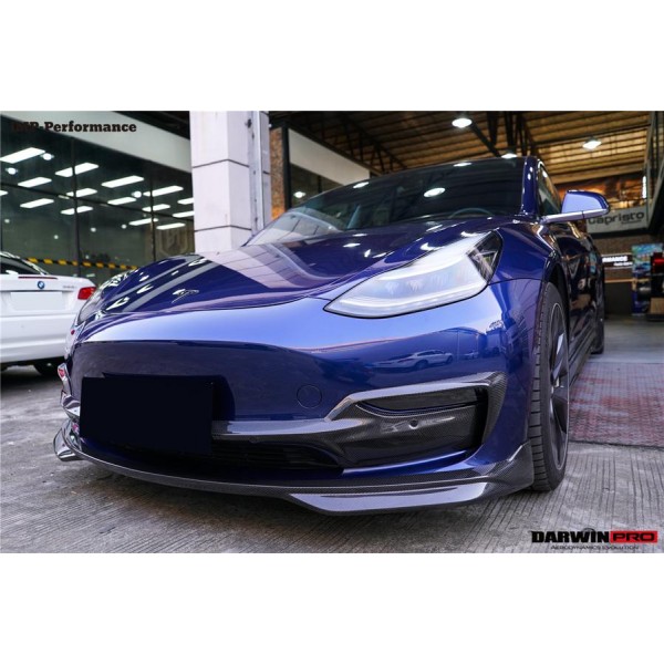 Carbon front stötfångarinsats kit DarwinProAERO V1 för Tesla Model 3