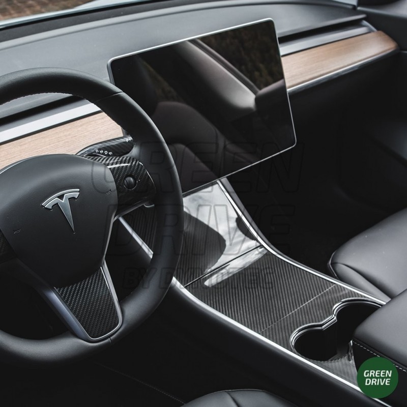 Console centrale en carbone pour Tesla Model 3 et Y 2017-2020