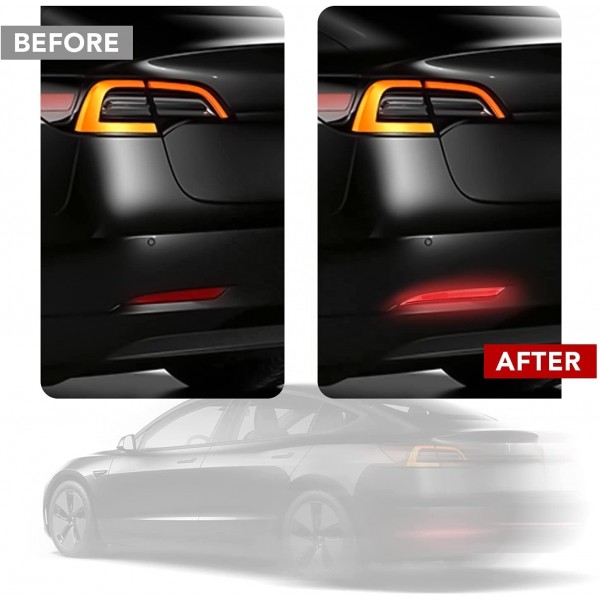 Illuminated rear reflector for Tesla Model 3 and Tesla Model Y