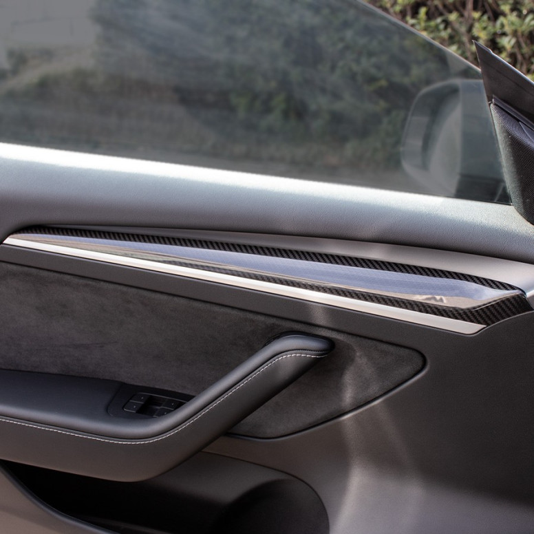 Inserts en carbone pour panneaux de portes - Tesla Model 3 2021-2023 et Model Y 2022-2024