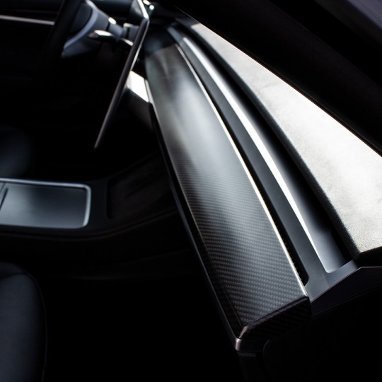 Tesla Model 3 Model Y Gear Shift Cover Accessori per Volante di Plastica ABS Lucida ConBlom Fibra di Carbonio Adesivo per Tesla Model Nero 