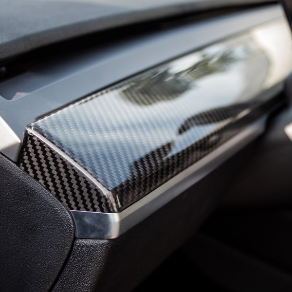 Haute qualité de la Fibre de Carbone Voiture ABS Intérieur Siège Commandes Bouton Couverture de Finition for Tesla Model 3 2018-2019 en Fibre de Carbone Style 6-pc Style de Voiture 