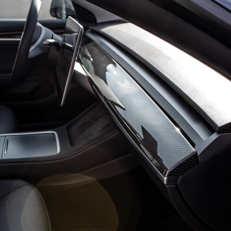  6 pièces en fibre de carbone couleur siège ajuster bouton de  commutation revêtement d'habillage noir ABS accessoires intérieurs de  voiture, compatible for Tesla modèle 3 modèle Y (Color : 6pcs carbon