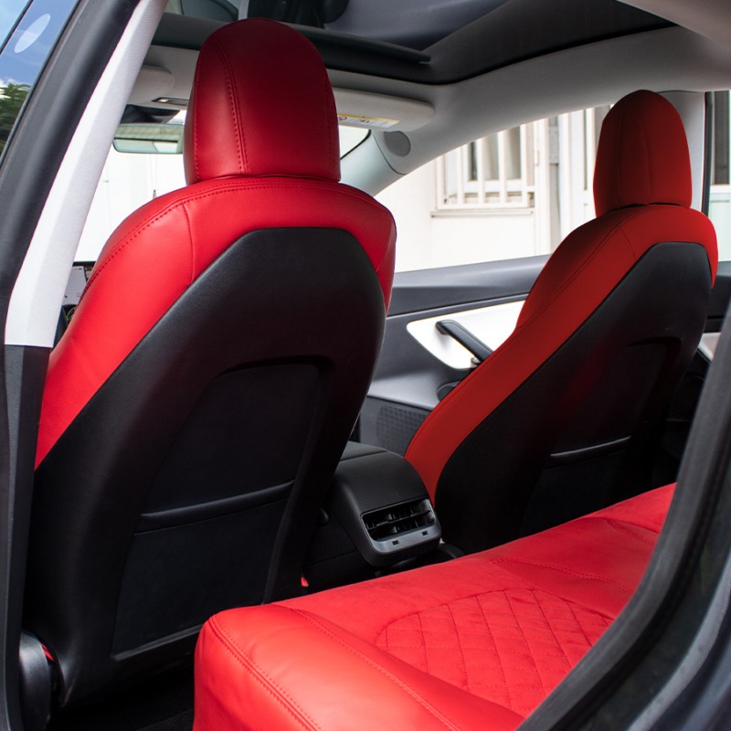 THINND Auto Set Coprisedili per Tesla Model 3 2019 2020 2021 2022 2023 2024,Traspiranti  e Antiscivolo Veicolo Coprisedile Cuscino Anteriore Sedile Posteriore  Protettori,A/Black Blue : : Auto e Moto