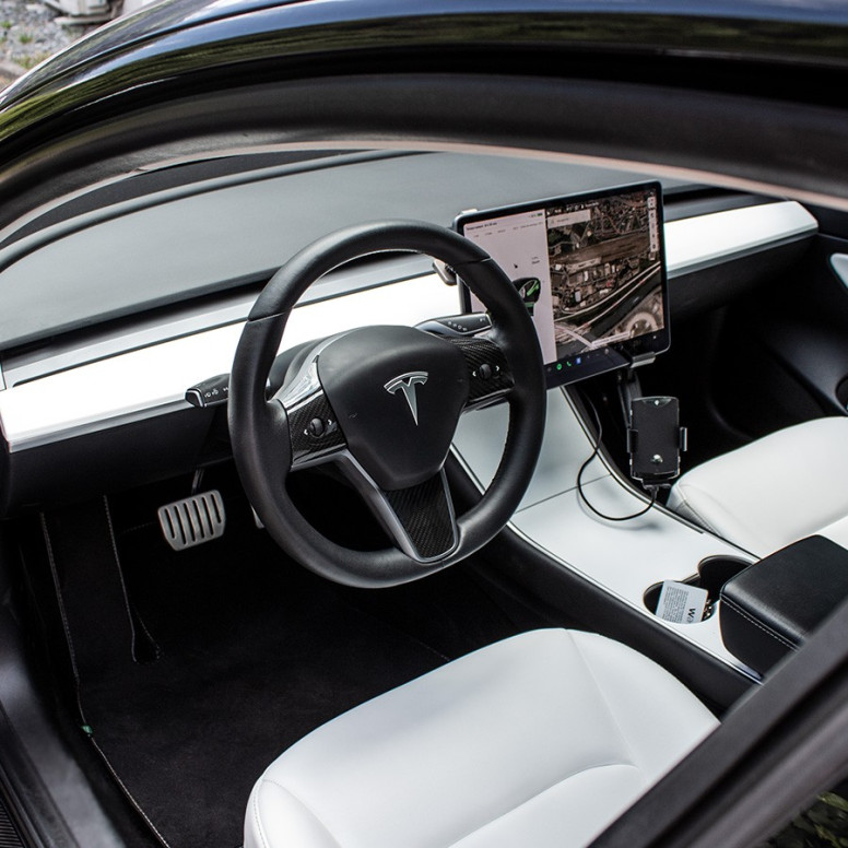Inserție volan din carbon pentru Tesla Model 3 2021-2023 și Model Y 2022-2024