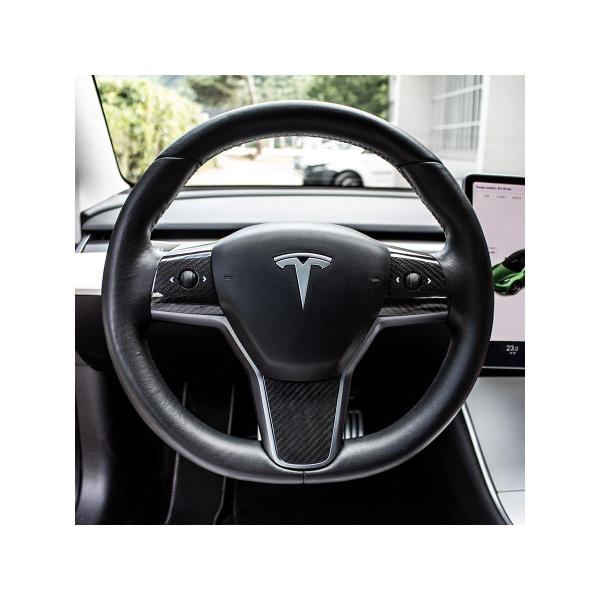 Inserție volan din carbon pentru Tesla Model 3 2021-2023 și Model Y 2022-2024