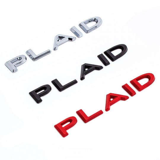 Självhäftande logotyp bokstäver Plaid för Tesla