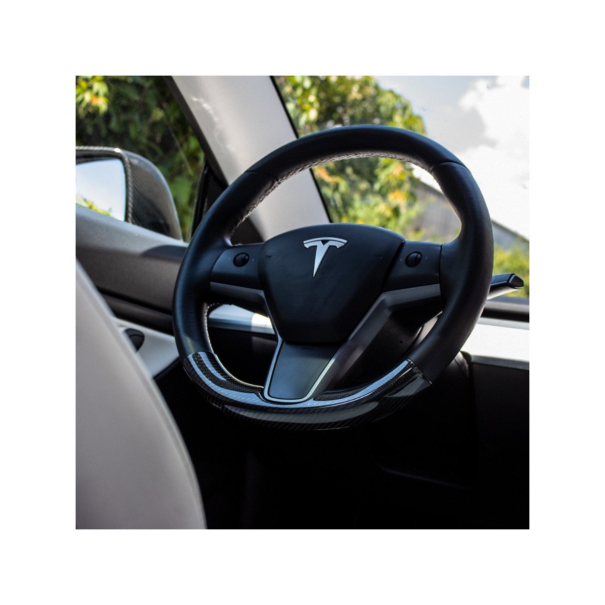 Carbonindsats til den nederste del af rattet - Tesla Model 3 og Y