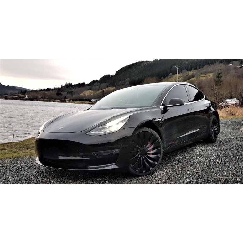 Protection Jantes Tesla Model Y 20 Pouces EVOOOR - Bandes Anti-Rayures Rebor Ds Trottoir | Noir Mat, Set De 4
