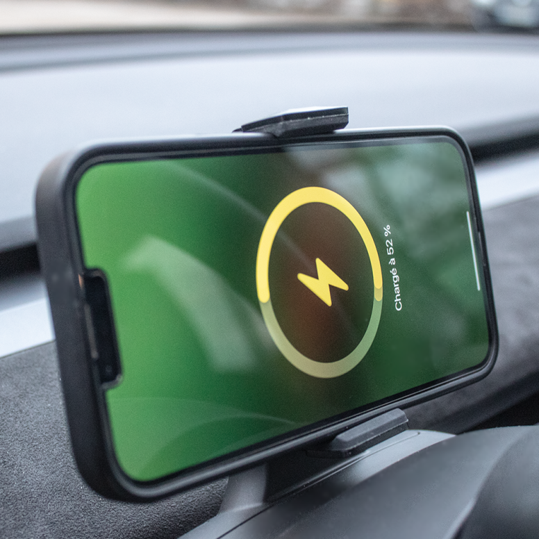 Soporte de móvil montado en el volante con cargador y pantalla para Tesla Model 3 y Model Y