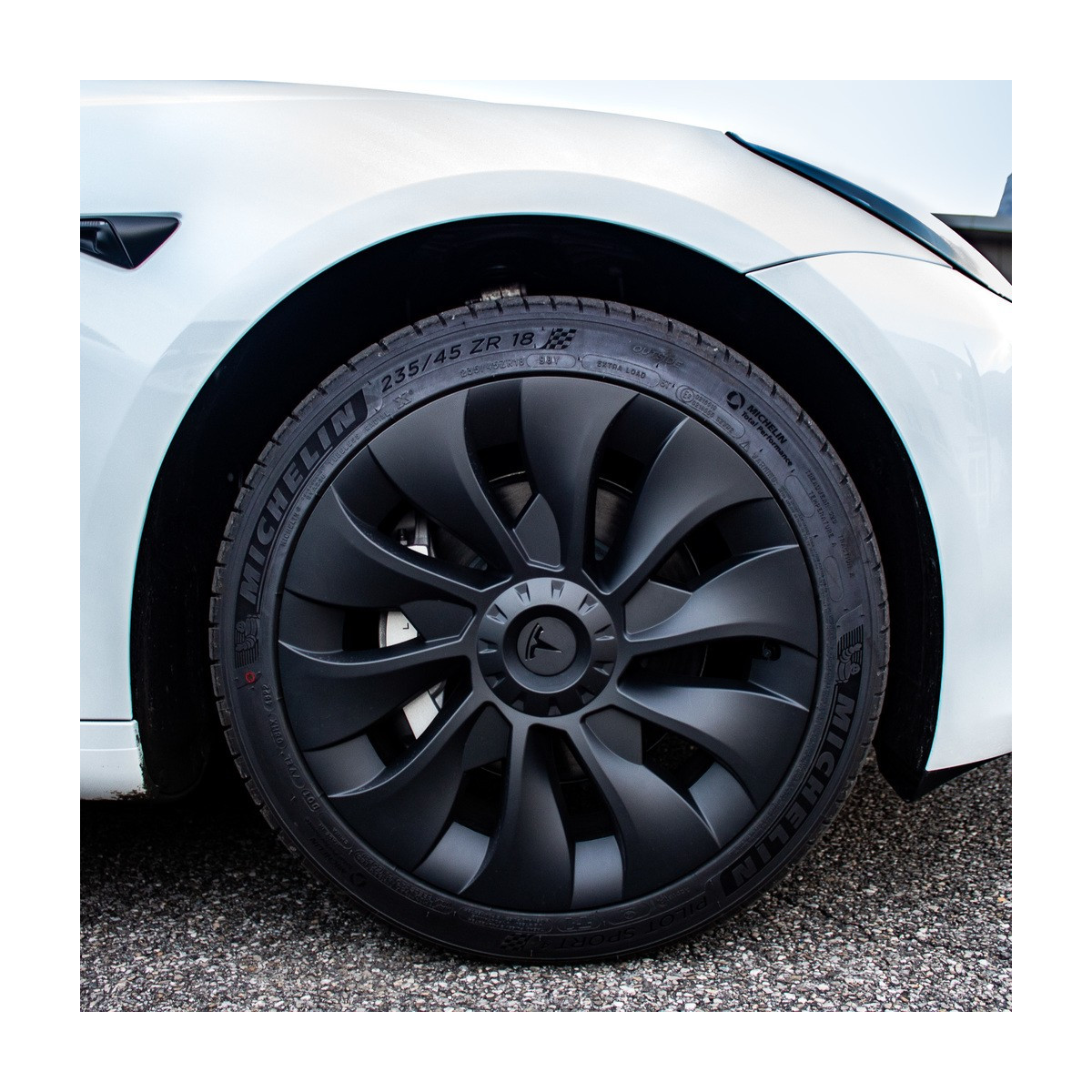 Sett med 4 stk. 18-tommers Uberturbine-felgdekk til Tesla Model 3 , 2017–2023