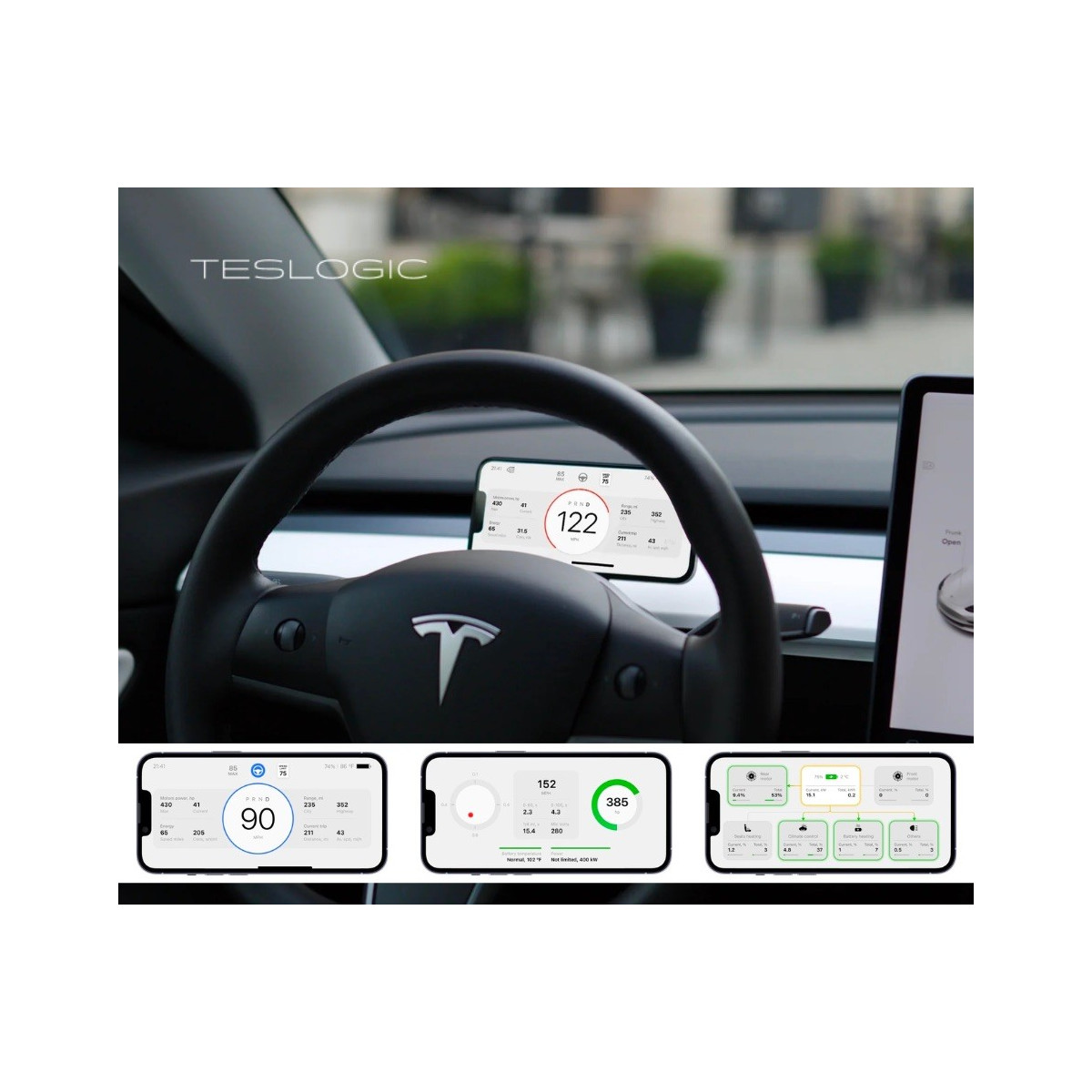 Teslogic V2 das tragbare Dashboard auf Ihrem Smartphone für Tesla Model 3 und Model Y