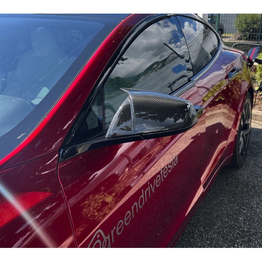 Calotte degli specchietti retrovisori in carbonio stile M - Tesla Model S LR e Plaid 2022+