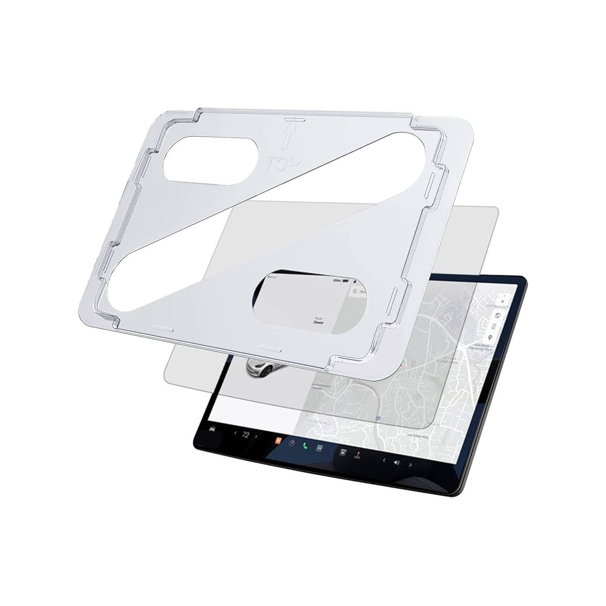 Verre de protection écran central avec guide d'installation pour Tesla Model 3 et Y