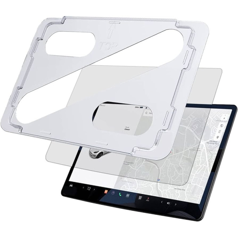 Verre de protection écran central avec guide d'installation pour Tesla Model 3 et Y