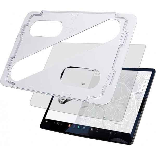 Central screen protector with installation guide for Tesla Model 3 and Y