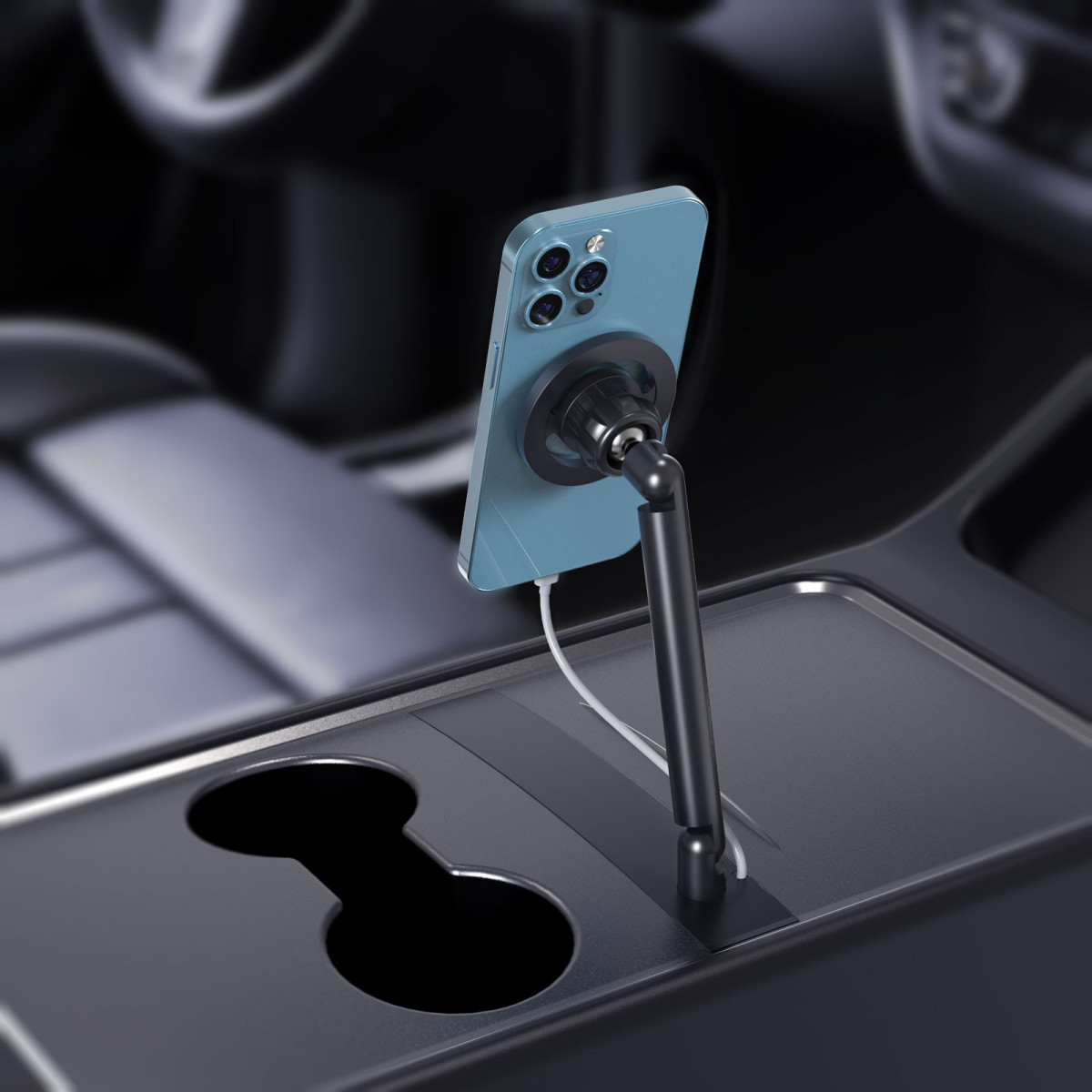 In die Mittelkonsole integrierte MagSafe-Handyhalterung für Tesla Model 3 und Model Y