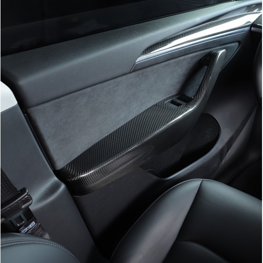 Puxadores das portas interiores completos em carbono para Tesla Model 3 e Tesla Model Y