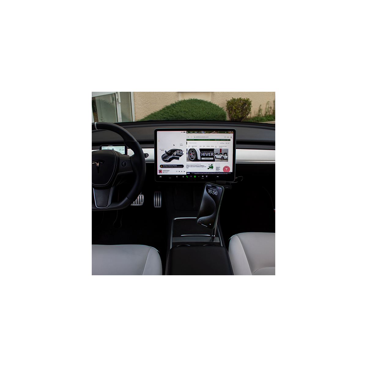 Suporte para telemóvel MagSafe integrado na consola central para Tesla Model 3 e Model Y