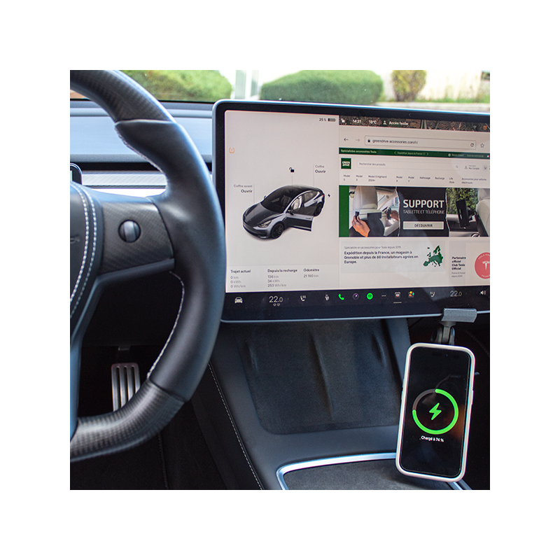 TORRAS Magsafe Soporte de coche para Tesla [plegable y oculto] Modelo Y 3,  soporte de teléfono Tesla para iPhone 14 13 12 Pro Max, soporte magnético
