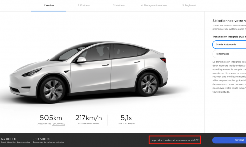 Tesla mets à jour le configurateur du Model Y en Europe